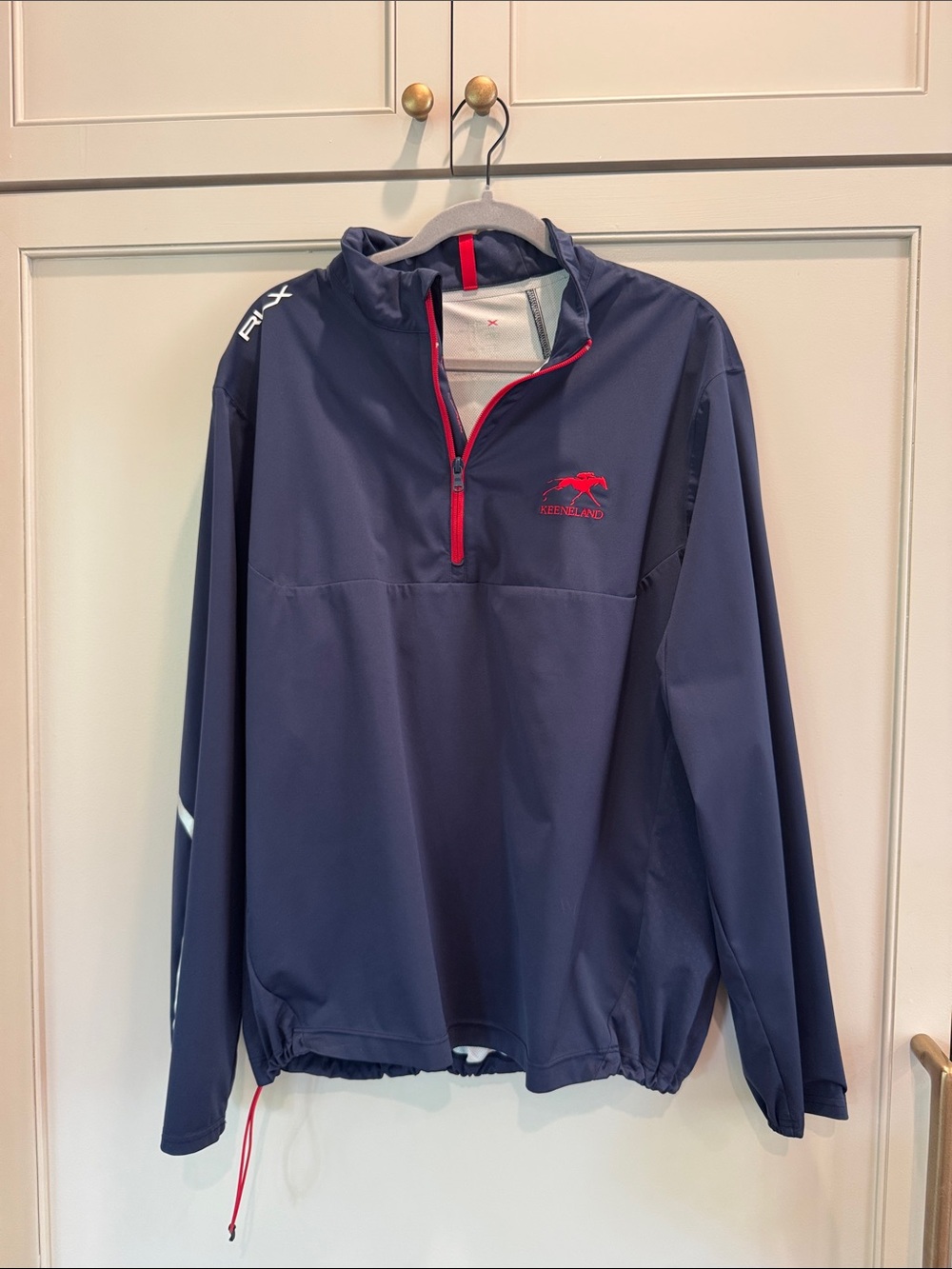 RLX Ralph Lauren Navy Keeneland Windbreaker with Red Trim